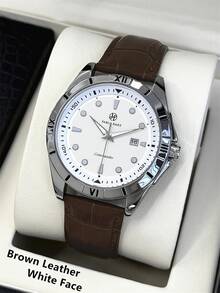 1pc Pablo Raez Business Classic Men's Watch, Luxury Original Stainless Steel Charming Men's Wristwatch, Silver Non-Oxidizing Large Dial, 50m Waterproof, PU Leather Soft Breathable Strap, Minimalist Calendar, Fashion Charm, High Quality AAA Top Brand New Men's Metal Steel Quartz Watch - one-size - View 12