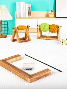 Soporte de madera para hilos, soporte de carrete de hilo minimalista de escritorio, enrollador de hilo de madera giratorio, accesorio perfecto para hilar, adecuado para tejer, bordar, manualidades de costura - Multicolor - Ver 8