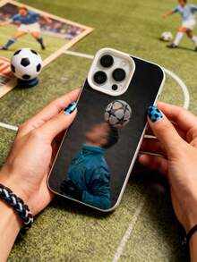 1 Piece Soft TPU Phone Case With Soccer Ball Design, Compatible With IPhone 17/16 Pro Max/15 Plus/14 Pro, Protective Cover With CR Training Print, Shockproof, With Precise Cutouts - 貝斯 - 查看 6