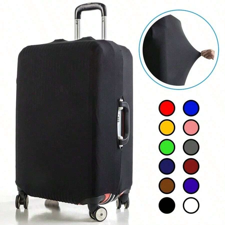 1pc Black Stretch Luggage Protection Dust Cover, Travel Luggage Cover,Trolley Case Protective Cover, Solid Color Elastic Suitcase Cover, Travel Accessories Bag For School School Accessories School Stuff - màu đen - Xem 1