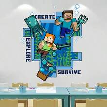 Pegatina de pared extraíble de PVC de Minecraft Escape, decoración del hogar, fiesta, regalo de cumpleaños - Multicolor - Ver 6