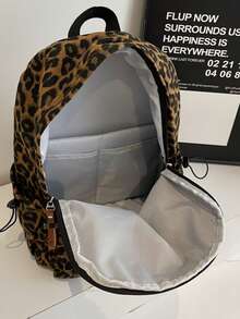 Practical Lightweight Leopard Print Drawstring Backpack Casual Daily Fashion Bag - Coffee Brown - View 4