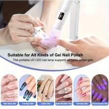 2-In-1 LED Nail Lamp With Stand, 360° Rotatable Design, USB Rechargeable With Battery Level Display, Gel Curing Dryer For Home & Salon Use - Multicolor - View 10