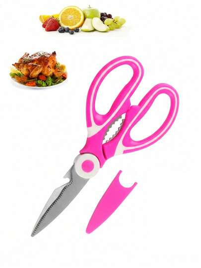 Tijeras de cocina resistentes, tijeras multifuncionales de acero inoxidable para pollo, huesos de aves de corral, carne y verduras, incluye cascanueces y abrebotellas