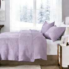 3 Pcs Bed Comforter Set,Queen Comforter Set,Edredones Para Cama Queen Size Quilt Bedding Set,Khaki Warm Microfiber Quilt Set,3-Piece(1 Quilt+2 Pillow Shams) King 104''X96'' Fluffy Cozy Skin-Friendly Lightweight Breathable Soft Plush All-Season Quilt For Bedroom Home Living Room Dorm Office Apartment Decor - Mauve Purple - View 2