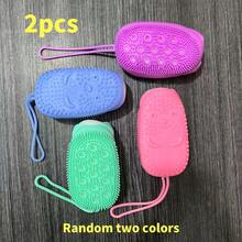 2 Packs Silicone Shower Brush, Dual-Sided Exfoliating Skin Cleansing Brush, Soft Massage, Refreshing Skin, Hypoallergenic And Non-Irritating, No Power Source Required, Bathroom Accessory - Two-in-one - View 5