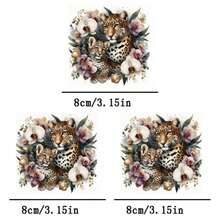 3片装豹纹母子热转印贴片，适用于T恤、牛仔裤、毛衣、手提包、枕头、靠垫，可水洗熨烫 - 3PCS-S - 查看 1