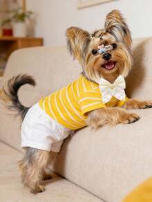 2/10Pcs Pearl Mesh Pet Tie, Sweet Bow Design, Happy Dog Matching, Cat And Dog Universal, Puppy Keep Holiday Party Photo Dressing, Cute And Fun Pet Accessories - Multicolor - View 4