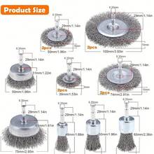 13PCS Rotary Copper Wire Cleaning Wheel Cup Brush Drill Attachment Bit Set Tool - 13PCS - View 2