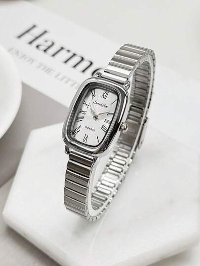 1pc Retro Oval Roman Numeral Ladies' Watch,Luxury Temperament Quartz Watch,Simple And Casual Style,Business Style,Suitable For Pairing With Various Occasions,It Is The Best Choice For Personal Wear And Gift Giving