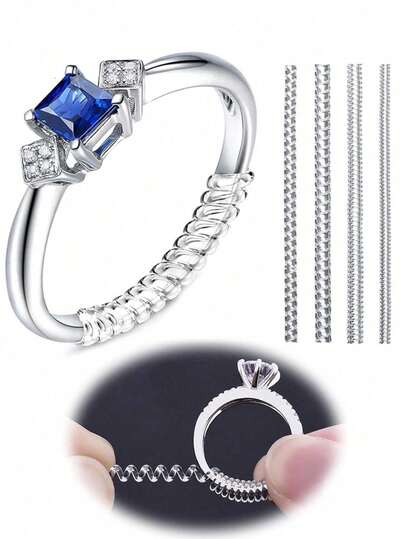 10pcs Adjustable Ring Sizer Guards With Clear Silicone Protectors, Fit For Men And Women. These Ring Adjusters Allow You To Freely Adjust The Ring Size Without Changing The Ring Itself.