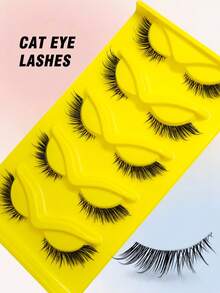 Asiteo 5 Pairs New Clear Band Cat Eye Lashes 3D Faux Mink Eyelashes,Winged End Eye , Delicate Makeup False Lashes Look , Soft Natural Long ,Suitable For Daily&Party/Travel,Full Strip Lashes, Strip Lashes, Lashes, Eyelashes, Fake Lashes - Cat Eye Lashes - View 6