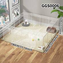 Portable Transparent Pet Cage Playpen, Foldable & Modular Cat/Dog Fence Enclosure - Multicolor - View 16