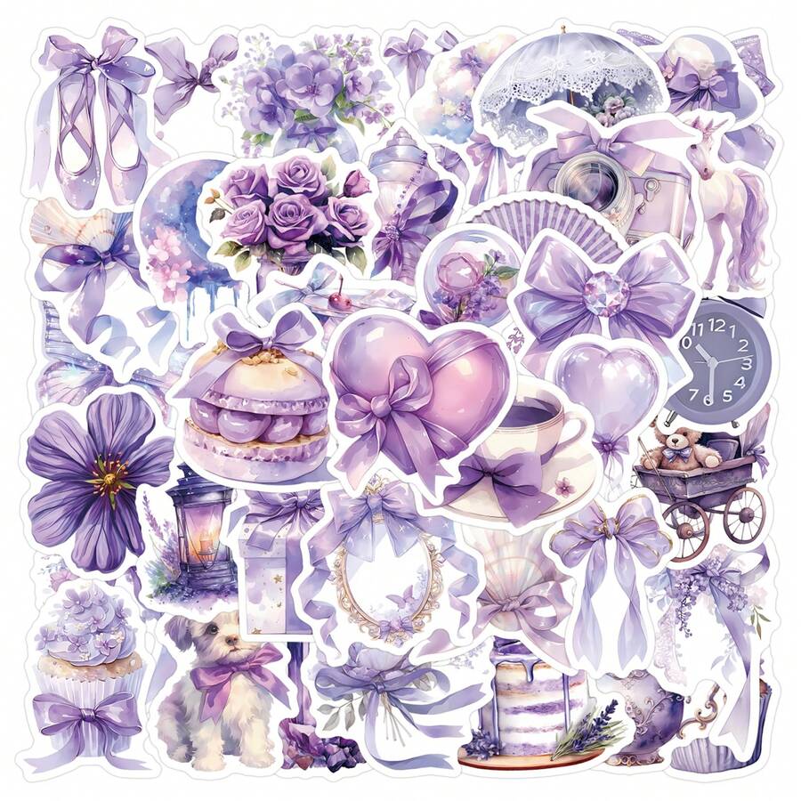 62张紫色性感贴纸，适用于剪贴簿、日记本、笔记本电脑、保险杠、滑板、水瓶、电脑、手机、安全帽、汽车贴纸和装饰贴花 - 隨機風格 - 查看 1