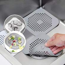 2/5个装（灰色）排水口毛发收集器 - 硅胶方形排水盖，淋浴排水口毛发塞，易于安装在厨房、浴缸、水槽和洗衣房 - A - 查看 3