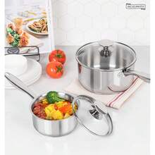 MICHELANGELO Stainless Steel Saucepan Set, 1QT & 3QT Saucepans With Lids, Nonstick Sauce Pan With Lid, Stainless Steel Pot Set 4 Pieces, Dishwasher , Induction Compatible - 1QT+3QT - 查看 8