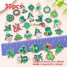 5pcs DIY Charms Pendants Set | Lucky Green Enamel Charms With Clover & Leprechaun Design, Zinc Alloy Material For St. Patrick's Day Jewelry Crafting - Multicolor - View 11