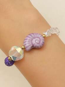 1 chiếc vòng tay pha lê óng ánh, thiết kế vỏ sò phong cách Boho ngọt ngào, vòng tay đính hạt, món quà độc đáo dành cho bạn bè, lễ tốt nghiệp, trang sức cho nữ, số lượng hạt ngẫu nhiên. - Nhiều màu - Xem 4