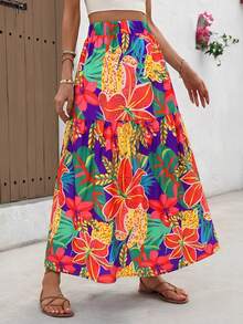 Women's Floral All-Over Print Vintage Style Summer Midi Skirt - Multicolor - View 2