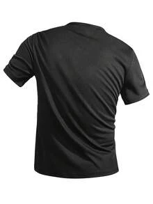 Men's Outdoor Casual Short Sleeve Fitness Running Hiking Commuting Quick-Dry T-Shirt - Black - View 4