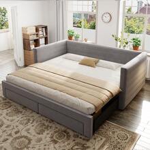 Sofa Bed Frame - Grey + Upholstered + 90cm*190cm-1 - View 2