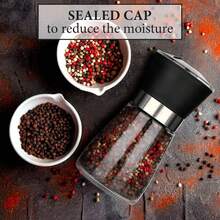Manual Pepper Grinder Bottle Kitchen Sea Salt Pepper Coffee Grinder Stainless Steel Household Manual Glass Grinder, Halloween And Christmas Party Supplies - Black - View 6