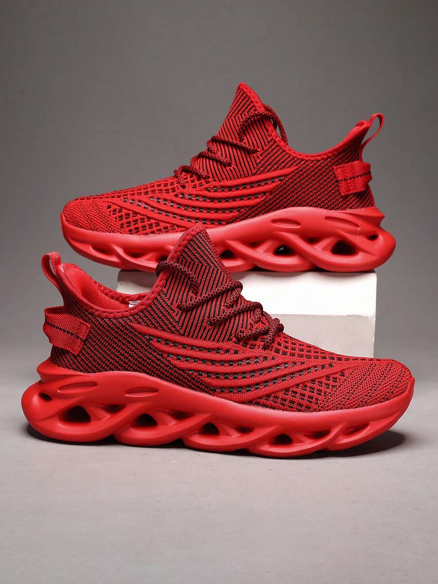 Outdoor All-Season Men's Sports Shoes, Comfortable Non-Slip Men's Casual Shoes, Lightweight Thick-Soled Men's Shoes, Couples Men's And Women's Shoes, New Design Women's Shoes, Brand Original Hiking Shoes, Arab Running Shoes, Large Size, Extra Large Size, 28-46EUR (Asymmetrical Pattern) - Red - View 1