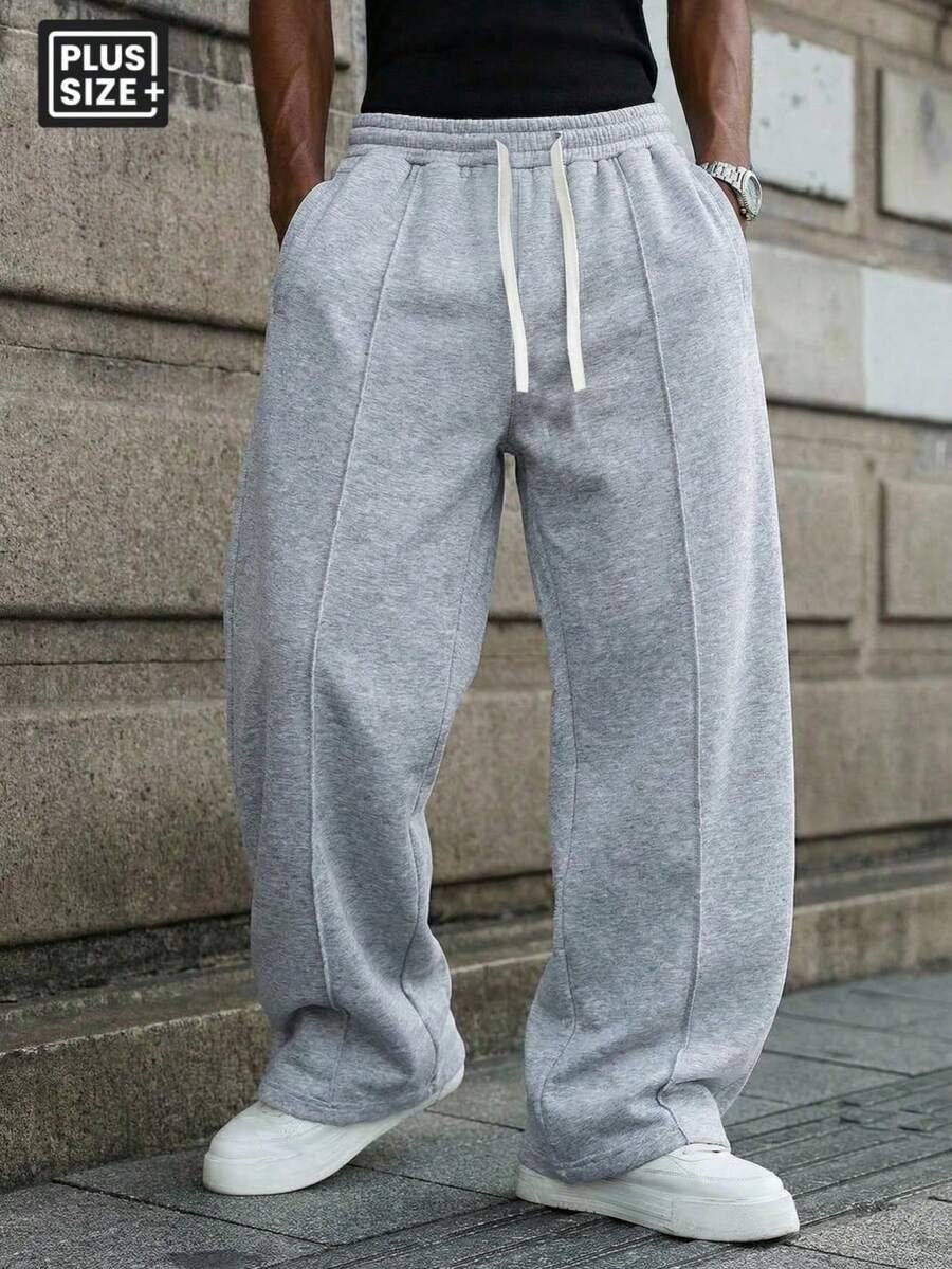 6XL Plus Size Men's Autumn/Winter Sweatpants, Cargo Style With Large Pockets, Straight Leg, Slightly Stretchy, Suitable For Sports, Casual, Outdoor, Shopping, Dating And Daily Wear. Fits Up To 350 Lbs. Spring