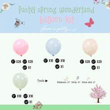 127件套柔软春日彩色气球拱门套装，粉色、绿色、蓝色气球，适合复活节、春季主题茶会、宝宝周岁生日派对装饰 - 彩色 - 查看 6