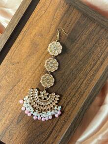 Elegant Water Drop Crystal Inlaid Headchain / Faux Pearl Tassel Pendant Headpiece / Bridal Headpiece / Headband / Wedding Jewelry Accessories - White - View 15