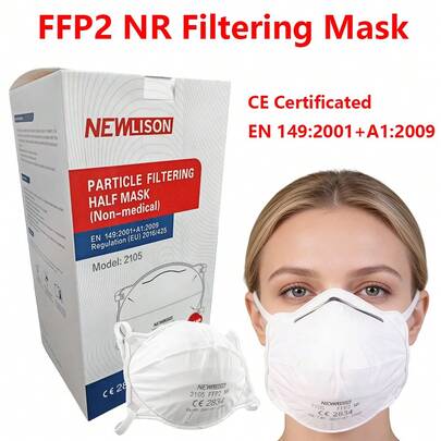 25pcs FFP2 Cup-Shaped Face Masks, CE Certified PM2.5 Protective Masks, Respiratory Protection Masks