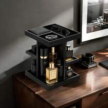 Cologne Organizer For Men, 5-Tier Large Capacity Perfume Organizer, Rotating Wood Cologne Stand Gifts For Him, Mens Perfume Display Holder, Christmas Nightstand Makeup Shelf For Watch, Jewelry (Black) - 黑色 - 查看 3