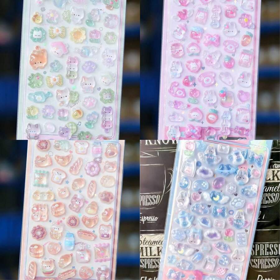 3D卡通泡泡贴纸，立体浮雕贴纸，女孩适用，早教装扮贴纸 - 彩色 - 查看 1