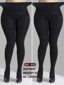 Un par de medias de mujer de talla grande, delgadas, negras, apropiadas para uso diario, cómodas - Negro - Ver 7