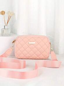 1pc Girl's Fashion Quilted Diagonal Crossbody Bag, Detachable Strap, Classic Crossbody Bag, Great Gift - Multicolor - View 3