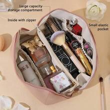 Large Capacity Travel Cosmetic Bag Waterproof Portable Makeup Organizer With Handle & Divider - mặc định - Xem 3