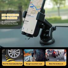 Giá đỡ điện thoại ô tô có giác hút điều chỉnh được Carsun - Giá đỡ điện thoại ô tô siêu ổn định được nâng cấp [Không bao giờ rơi & Không dễ bị hư hỏng] Giá đỡ điện thoại gắn khe gió đa năng, dễ kẹp, phù hợp với xe của bạn, tương thích với iPhone 17 Pro Max, 16, 15, 14, 13 - Quà tặng ngày Valentine - màu đen - Xem 1