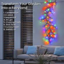 1PC, USB Powered, Fairy Vine Lights, Artificial Willow Vine Climbing Wall Lights For Garden, Christmas Lights For Bedroom Wall, 96LED, 1.8m/5.9ft, 8 Lighting Modes, Indoor Outdoor Decor For Bedroom, Wedding, Holiday (Without Battery) - 豐富多彩的 - 查看 3