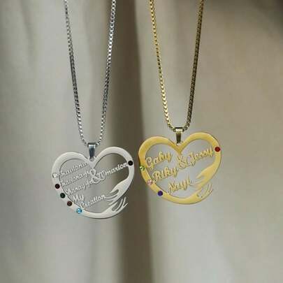 1pc Customized Family Multiple Names Necklace, Personalized Family Member Necklace With Birthstones, Embrace Necklace Gift For Mom, Mother's Day Gift