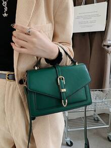 Fashion Decorative Flap Square Handbag Crossbody Bag For Women - Dark Green - View 2