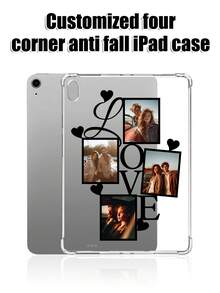 1pc Customizable LOVE Pattern Transparent Anti-Drop High Edge Tablet Protective Case, Suitable For Mini 4/5/6/Mini 7/9.7/10.2/10.5/Air 4/Air 5/10th/10.9/Pro 11"/Air 11 (M2)/Pro 11 (M4)/2024/ Air 13 (M3 2025)/ Air 11" (M3) 2025/ (A16) 11" 11th Gen 2025 Apple Models, Transparent Back Cover DIY, Valentine's Day - Clear - View 2