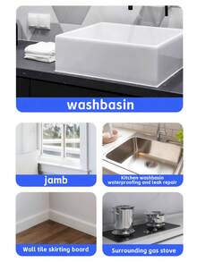 Silicone Sealant Adhesive, High & Low Temperature Resistant, Ceramic Tile Grout, Waterproof & Mold-Proof, Strong Adhesion, Furniture, Window, Door, Glass, Shower, Sink, Toilet, Kitchen Gap Repair, White Transparent, Sealing Tool, Home Essential - A - View 5