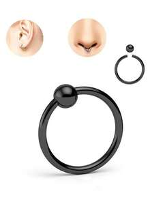 5 piezas Anillos de perforación de acero inoxidable 316L, versátiles para cartílago de la oreja, nariz, joyería de perforación corporal unisex - Multicolor - Ver 4