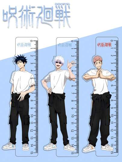1pc , Gojo, Yuji, Megumi, Nobara, Nanami Anime Fan Art White T-Shirt, Casual Style Creative High-Quality Ruler, Student Stationery Essential, Back To School Supplies, Drawing Tool, Gift,Rulers