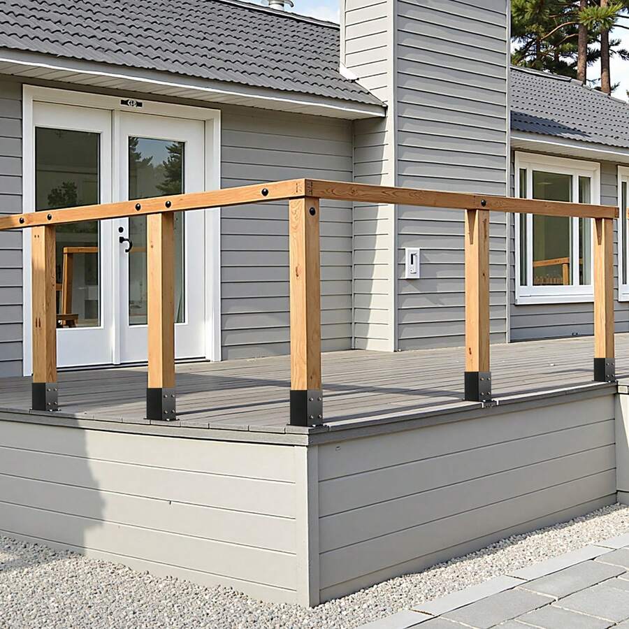 4x4 Post Base 10 Pcs, Inner Size 3.6x3.6 Inch / 91.44x91.44 Mm Post Brackets, Heavy Duty Carbon Steel Decking Posts, Wood Posts Brackets For Pavilion Deck Railing Support Deck Base Plate, Black - Post Base 2.0mm Thick 4x4 Inch (10 Pcs) - View 1