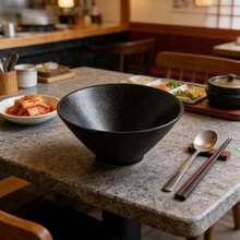 哑光黑碳纤维丼饭碗/透明碳纤维纹理/高品质丼饭碗/面条碗/汤碗/米饭碗/蔬菜碗/抗冲击/耐磨/易清洁/可用洗碗机清洗/适用于餐厅和家庭 - 黑色 - 查看 2