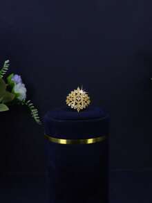 5pcs 18K Gold Plated Luxury Royal Style Geometric Tassel Design Bridal Wedding Jewelry Set, Handset White Cubic Zirconia, Including Necklace, Bracelet, Earrings, Ring, Suitable For Daily Wear And Wedding, Wedding Anniversary Gift (Comes In Gold Gift Box) - Gold - View 8