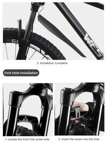 WEST BIKING 2PCS Bike Widened Mudguard Adjustable Detachable Wind Resistant MTB Rear Fenders Road Bike Removable Fender - Black - View 9