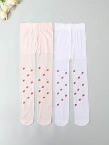 2/6 Pairs Girls Fruit Print Tight Leggings, Breathable Thin Tights For Spring/Summer - Multicolor - View 13