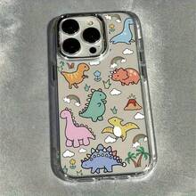 Large Hole Electroplated Camera Frame Soft TPU Cute Cartoon Dinosaur Print Pattern Phone Case For Samsung A14 15 16 25 26 34 35 36 53 54 55 S22 23 24 25 FE/ULTRA/PLUS Transparent Tpu Moto G10 30 13 15 32 53 54 55 60 73 75 84  Pixel3a 4/5a Anti-Drop - 無色 - 查看 5